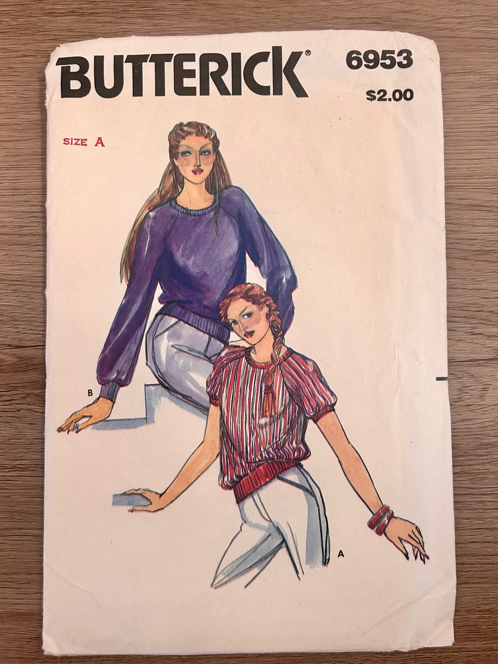 Vintage 1980s Butterick 6953 Blouse Sewing Pattern Size A Uncut